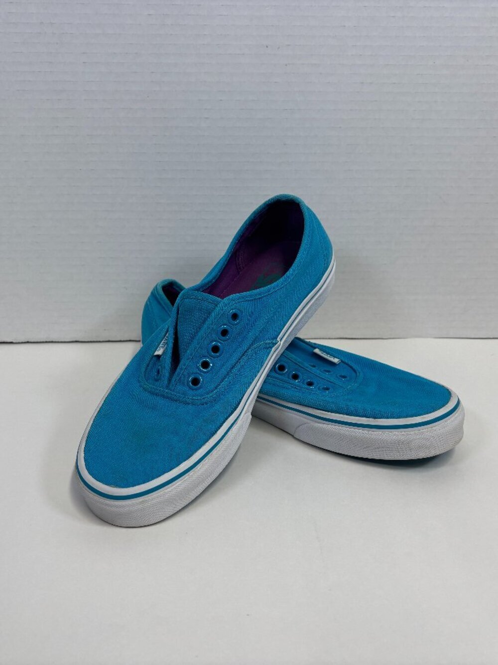 Vans Blue and White Canvas Sneakers Women's 8, Men's 6.5